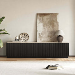 Mid-Century Modern Sintered Stone TV Stand With Doors