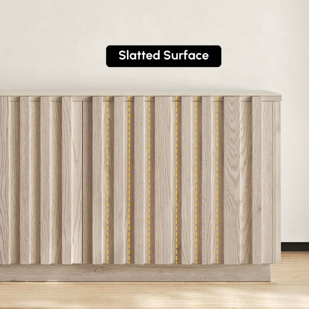 Mid-Century Modern Sintered Stone TV Stand With Doors