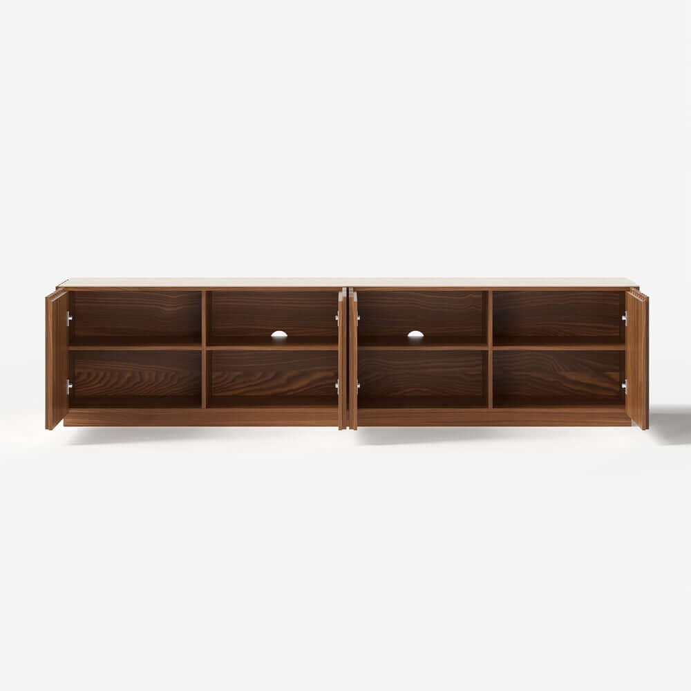 Mid-Century Modern Sintered Stone TV Stand With Doors