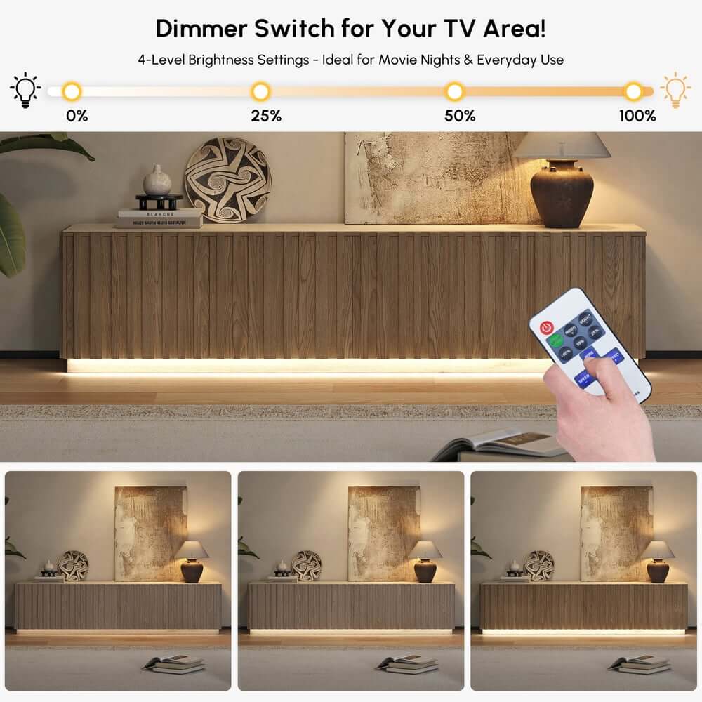 Mid-Century Modern Sintered Stone TV Stand With Doors