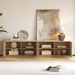 Mid-Century Modern Sintered Stone TV Stand With Doors