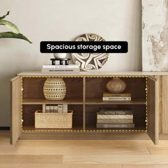 Mid-Century Modern Sintered Stone TV Stand With Doors