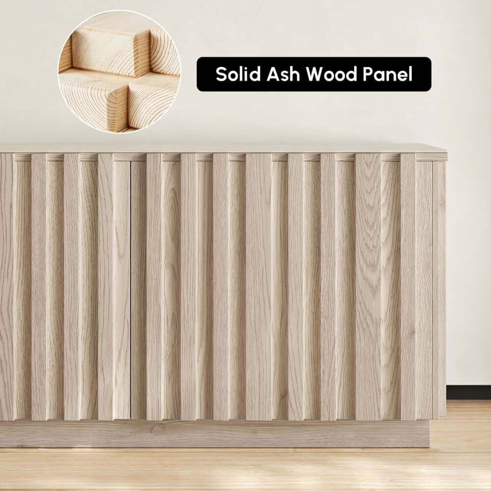 Mid-Century Modern Sintered Stone TV Stand With Doors