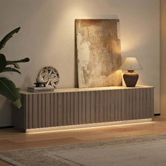Mid-Century Modern Sintered Stone TV Stand With Doors