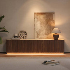 Mid-Century Modern Sintered Stone TV Stand With Doors