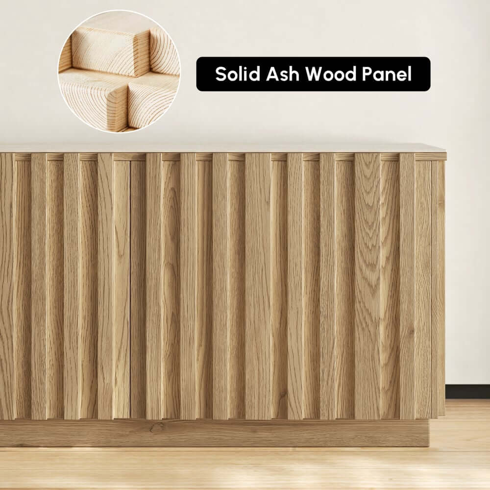 Mid-Century Modern Sintered Stone TV Stand With Doors