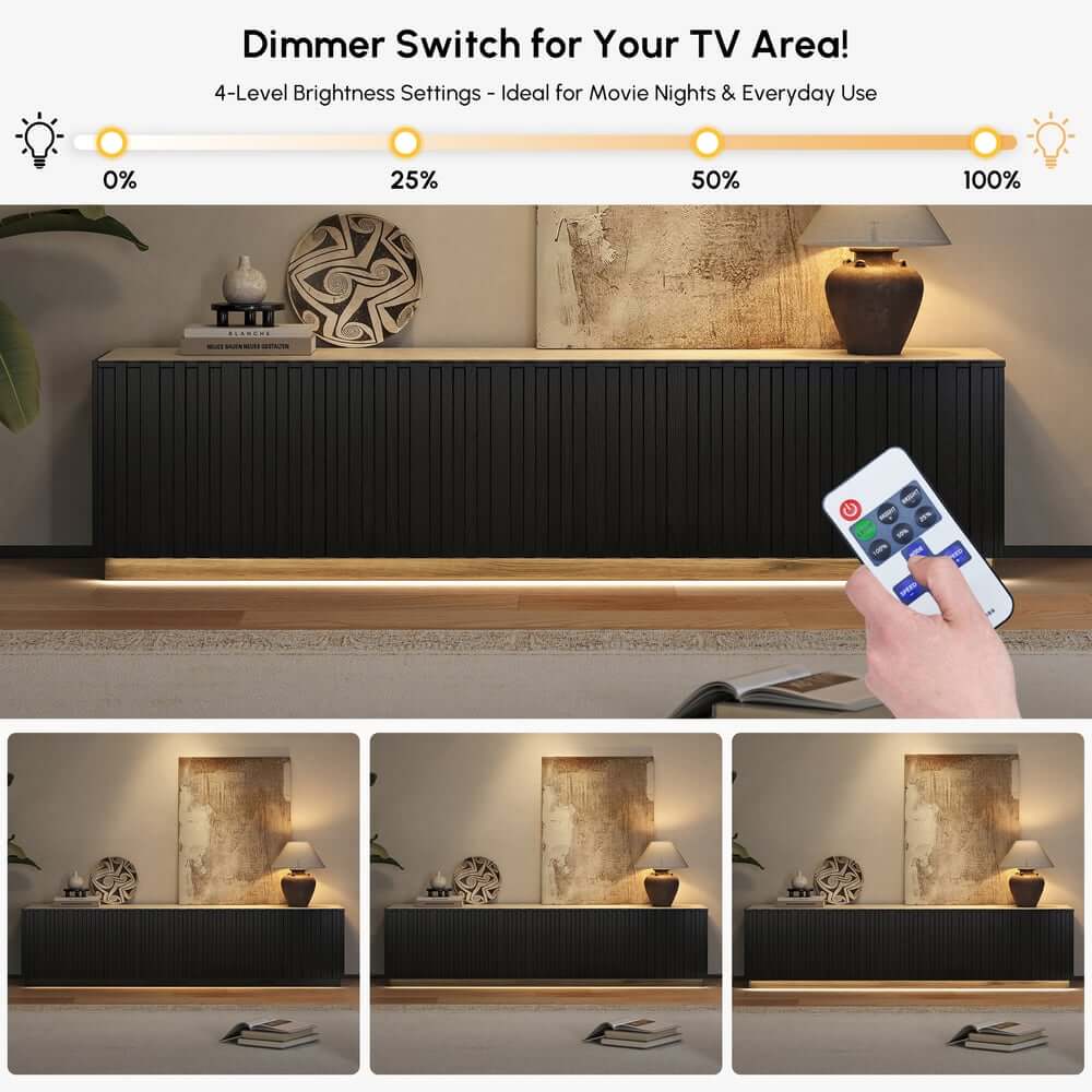 Mid-Century Modern Sintered Stone TV Stand With Doors