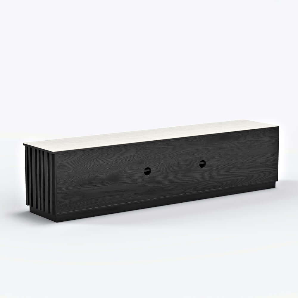 Mid-Century Modern Sintered Stone TV Stand With Doors
