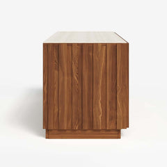 Mid-Century Modern Sintered Stone TV Stand With Doors