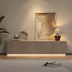 Mid-Century Modern Sintered Stone TV Stand With Doors