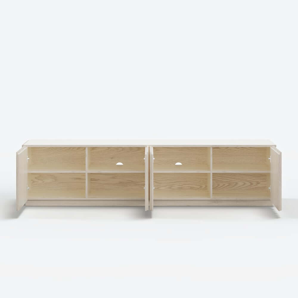 Mid-Century Modern Sintered Stone TV Stand With Doors