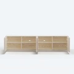 Mid-Century Modern Sintered Stone TV Stand With Doors