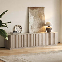 Mid-Century Modern Sintered Stone TV Stand With Doors