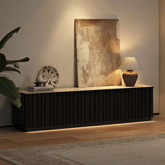 Mid-Century Modern Sintered Stone TV Stand With Doors