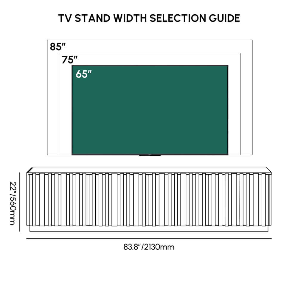 Mid-Century Modern Sintered Stone TV Stand With Doors Dimensions