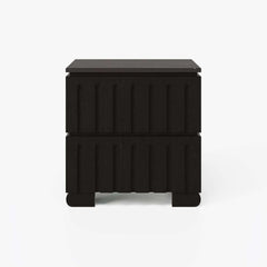 Mid-Century Modern Travertine Nightstand With Drawers