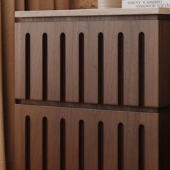 Mid-Century Modern Travertine Nightstand With Drawers