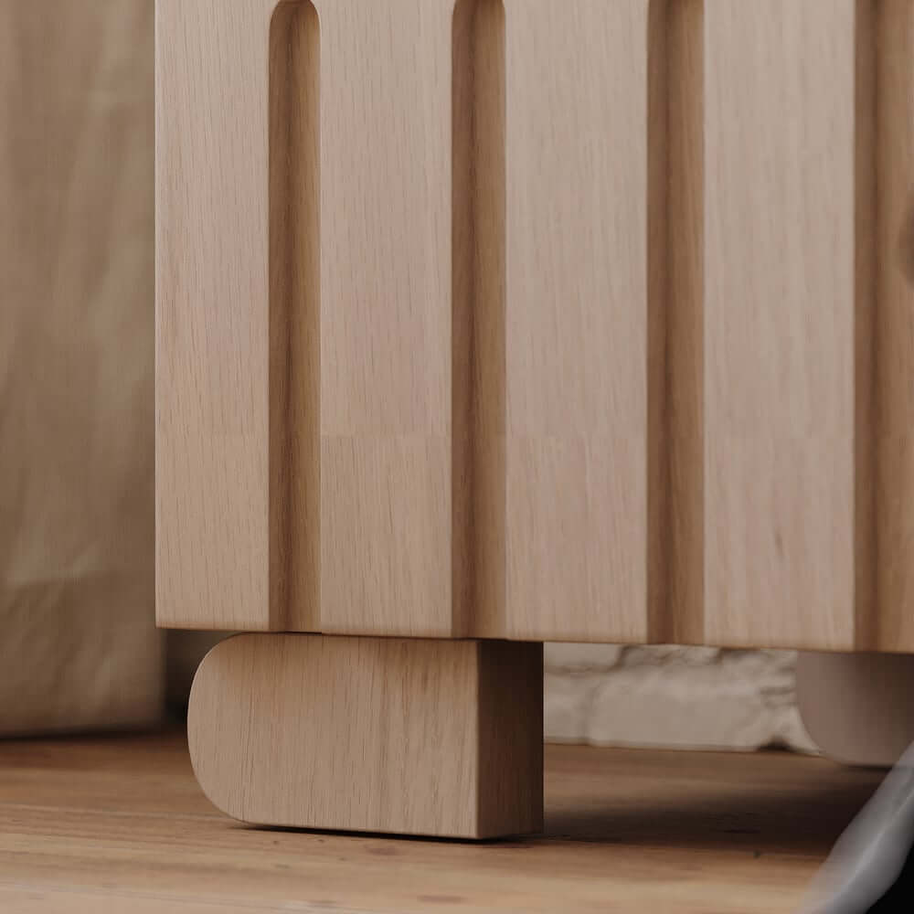 Mid-Century Modern Travertine Nightstand With Drawers