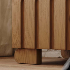 Mid-Century Modern Travertine Nightstand With Drawers