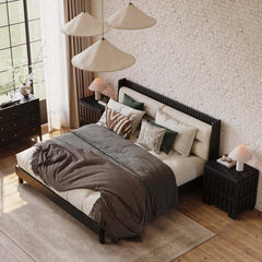 Mid-Century Modern Travertine Nightstand With Drawers