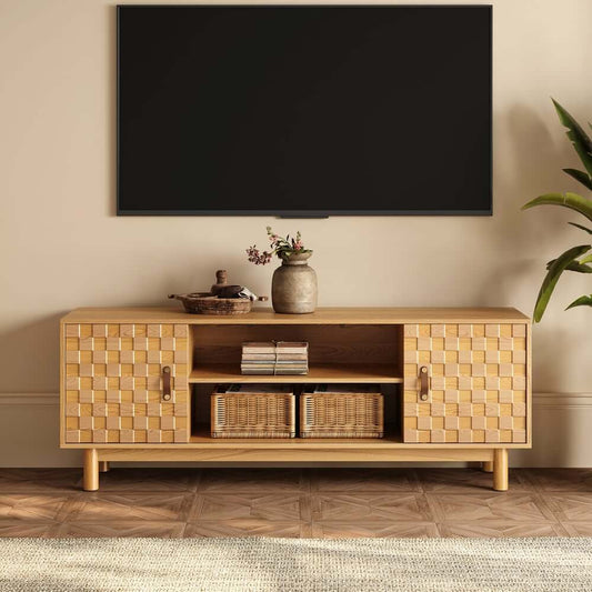 Mid-Century Modern TV Stand With Checkerboard Veneer