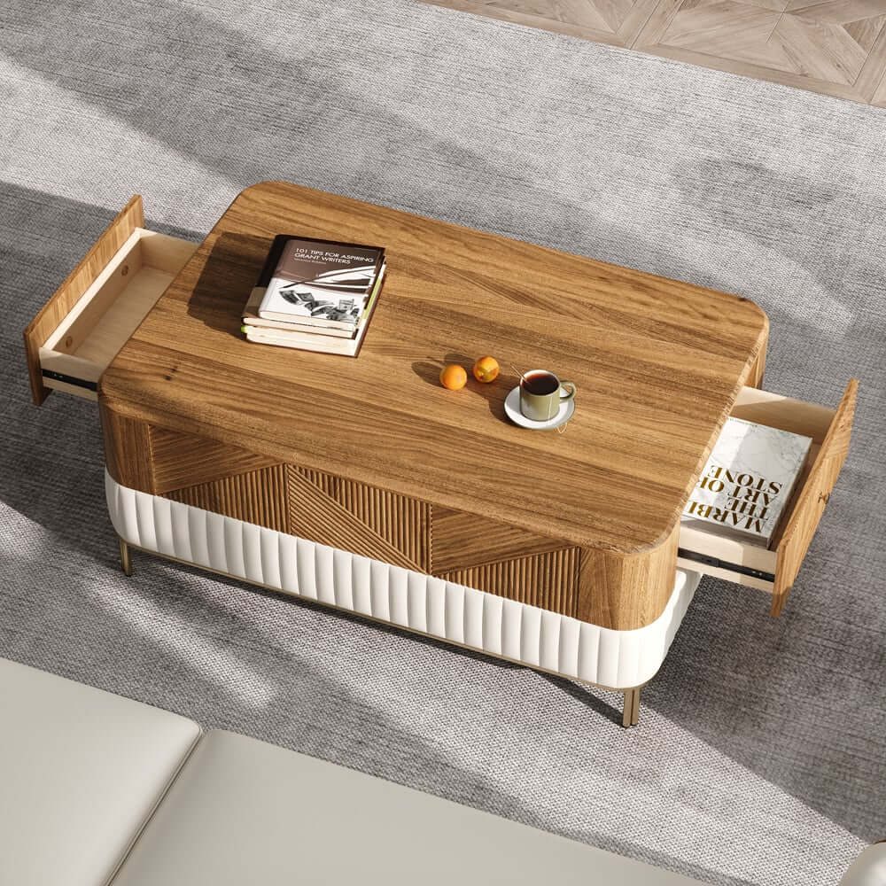 Mid-Century Modern Walnut Coffee Table With Drawers