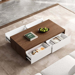 Mid-Century Modern Walnut Coffee Table with Storage Drawers