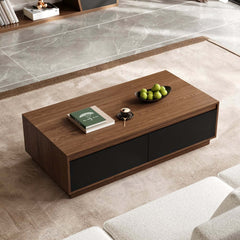 Mid-Century Modern Walnut Coffee Table with Storage Drawers