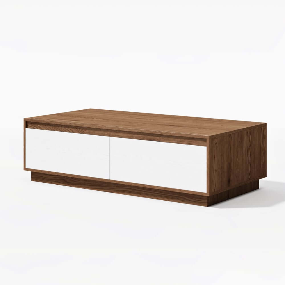 Mid-Century Modern Walnut Coffee Table with Storage Drawers