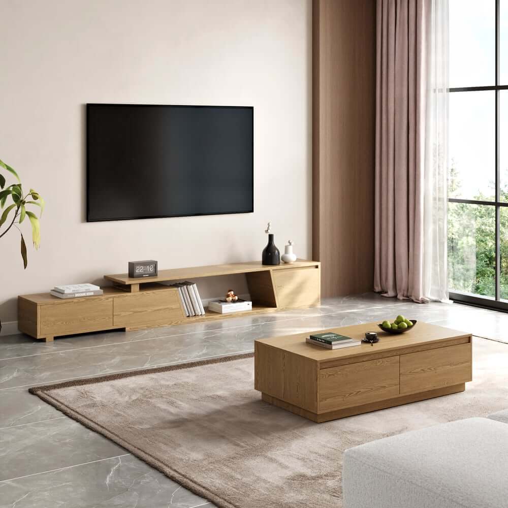 Mid-Century Modern Walnut Coffee Table with Storage Drawers