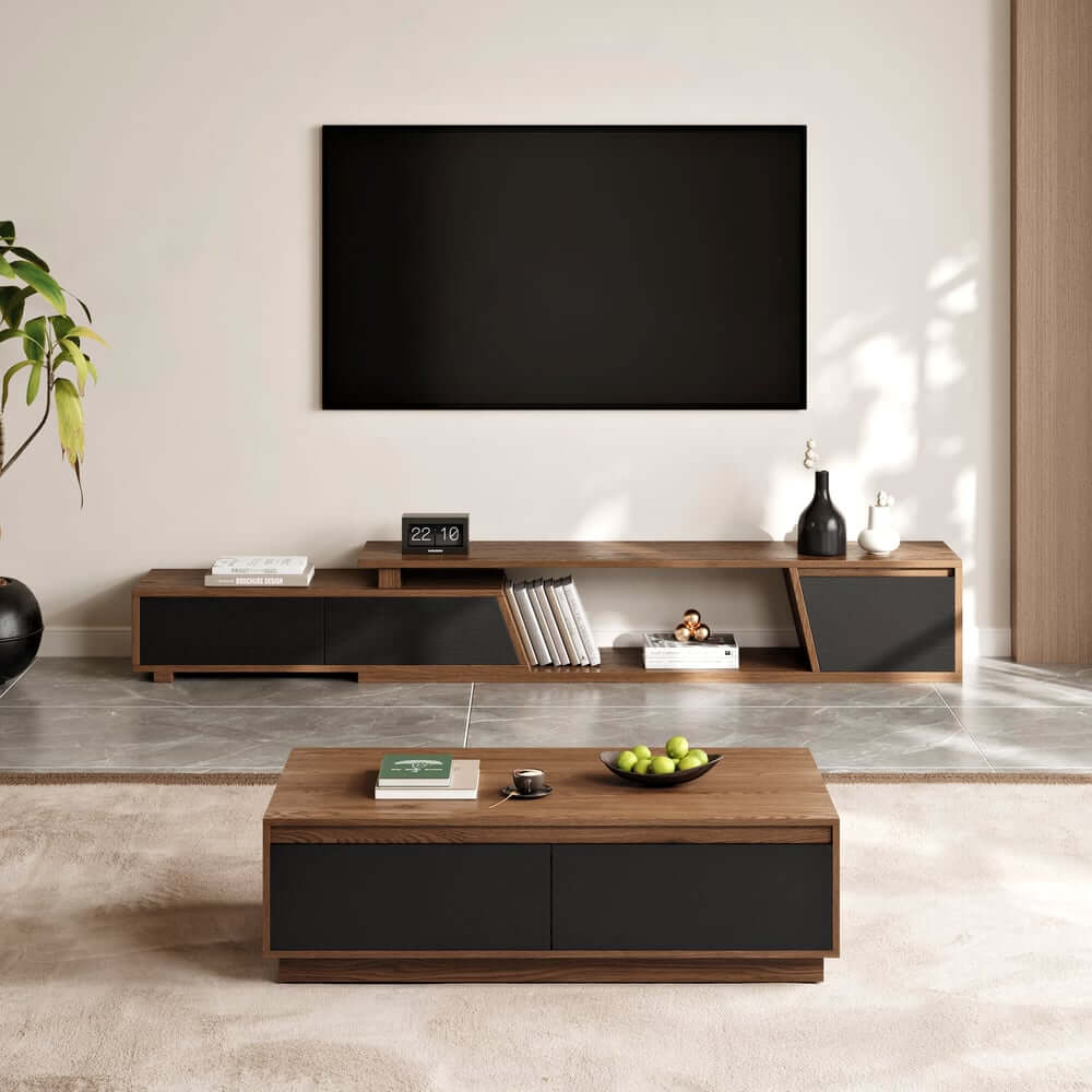 Mid-Century Modern Walnut Coffee Table with Storage Drawers