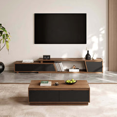 Mid-Century Modern Walnut Coffee Table with Storage Drawers