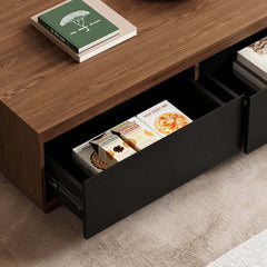 Mid-Century Modern Walnut Coffee Table with Storage Drawers