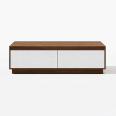 Mid-Century Modern Walnut Coffee Table with Storage Drawers