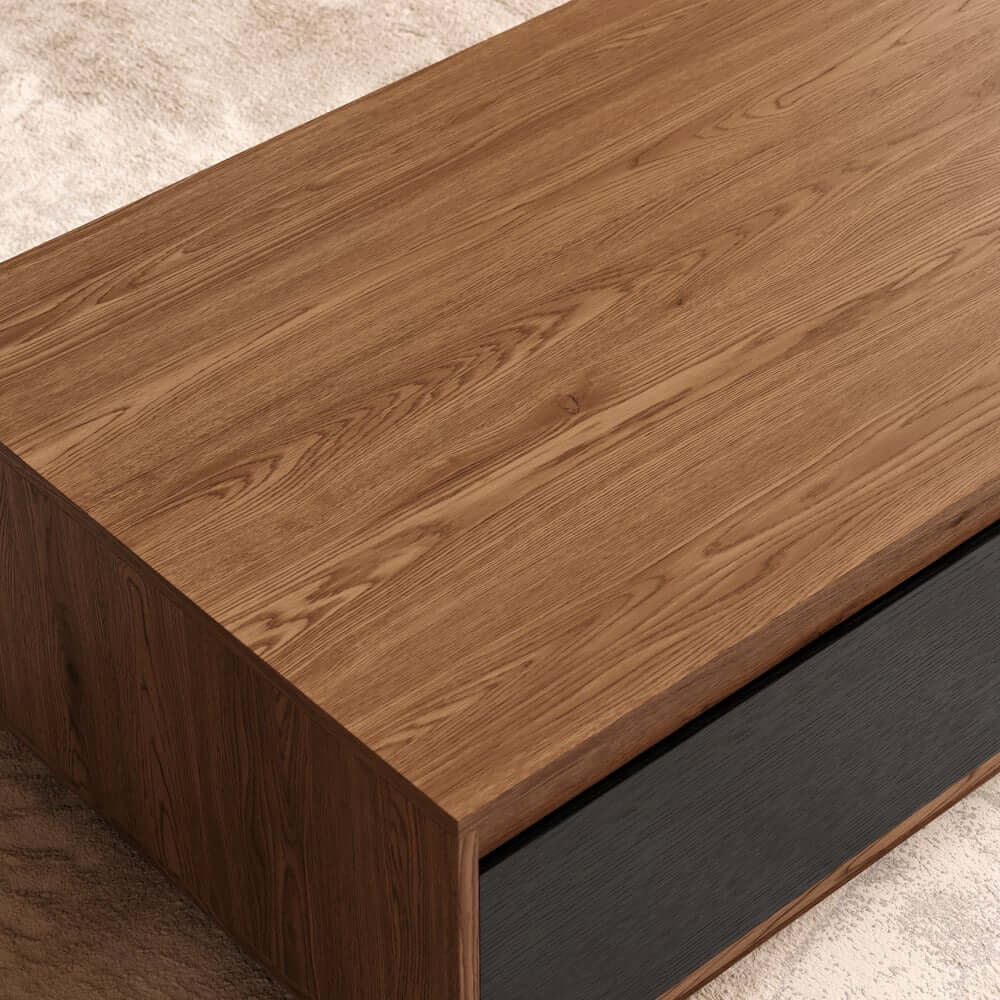 Mid-Century Modern Walnut Coffee Table with Storage Drawers