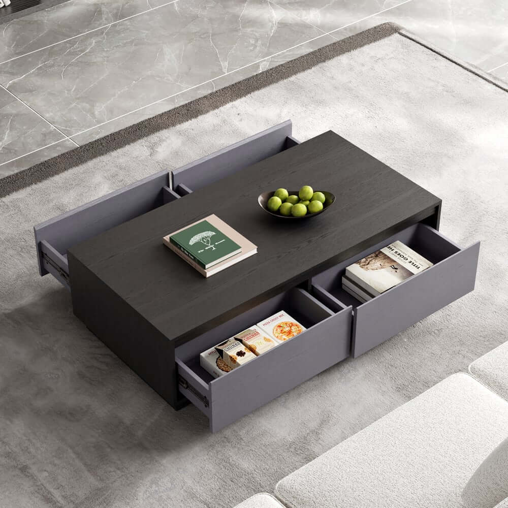 Mid-Century Modern Walnut Coffee Table with Storage Drawers