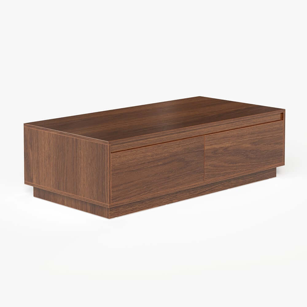 Mid-Century Modern Walnut Coffee Table with Storage Drawers