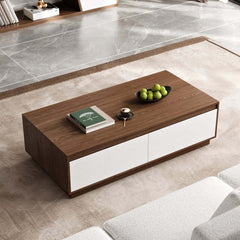 Mid-Century Modern Walnut Coffee Table with Storage Drawers