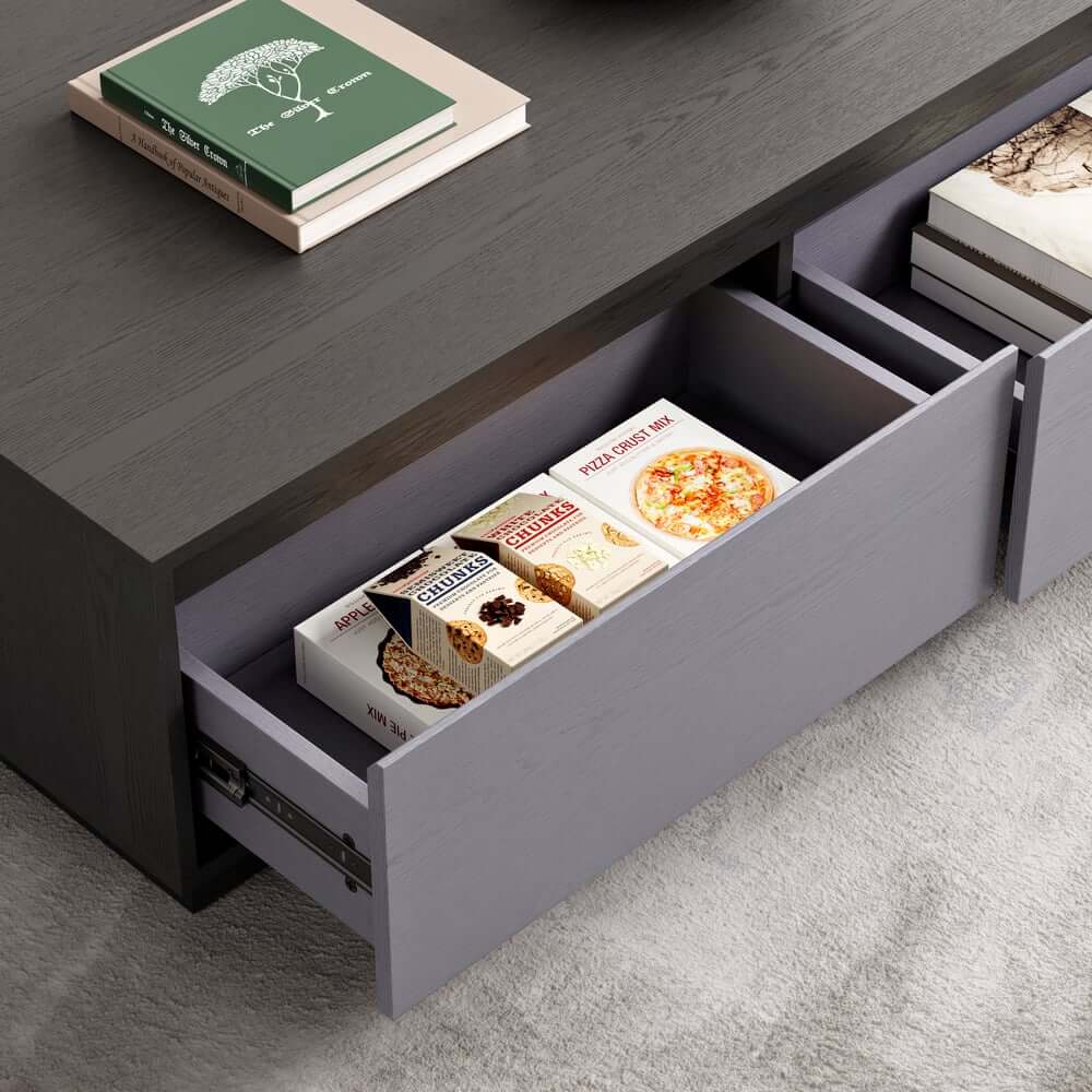Mid-Century Modern Walnut Coffee Table with Storage Drawers