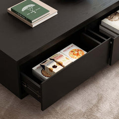 Mid-Century Modern Walnut Coffee Table with Storage Drawers