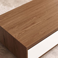 Mid-Century Modern Walnut Coffee Table with Storage Drawers