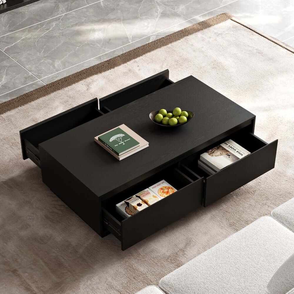 Mid-Century Modern Walnut Coffee Table with Storage Drawers