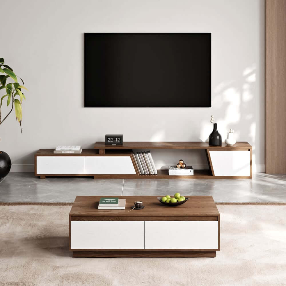 Mid-Century Modern Walnut Coffee Table with Storage Drawers