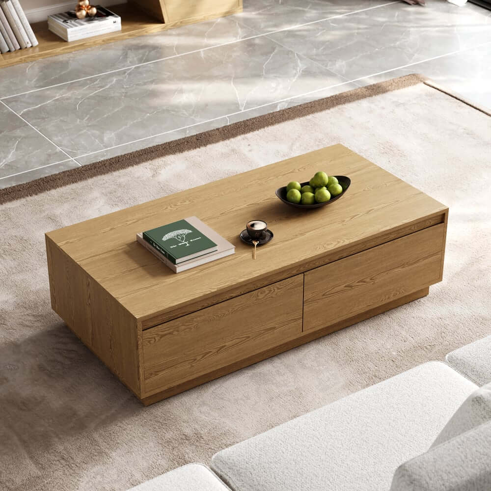 Mid-Century Modern Walnut Coffee Table with Storage Drawers