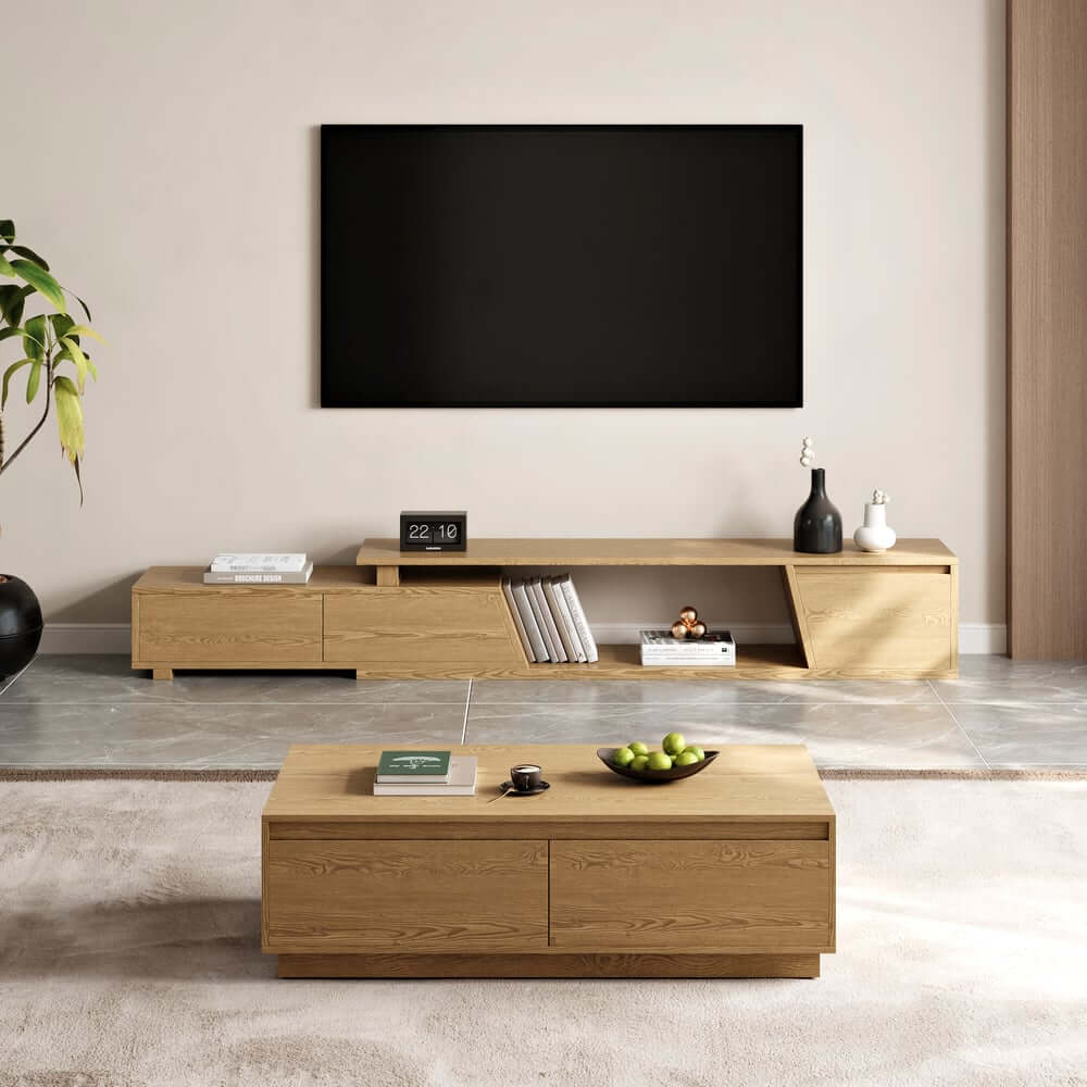 Mid-Century Modern Walnut Coffee Table with Storage Drawers