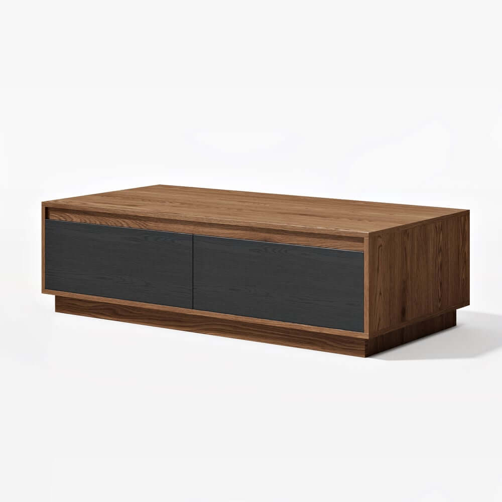 Mid-Century Modern Walnut Coffee Table with Storage Drawers