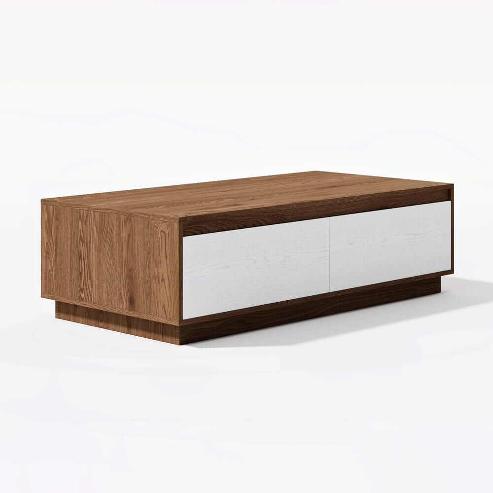 Mid-Century Modern Walnut Coffee Table with Storage Drawers