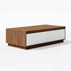 Mid-Century Modern Walnut Coffee Table with Storage Drawers