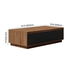 Mid-Century Modern Walnut Coffee Table with Storage Drawers Dimensions