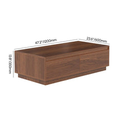 Mid-Century Modern Walnut Coffee Table with Storage Drawers Dimensions